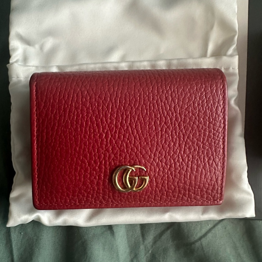 Authentic Gucci Red GG Marmont Small Wallet